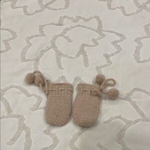 Cozy Tan Knit Baby Mittens